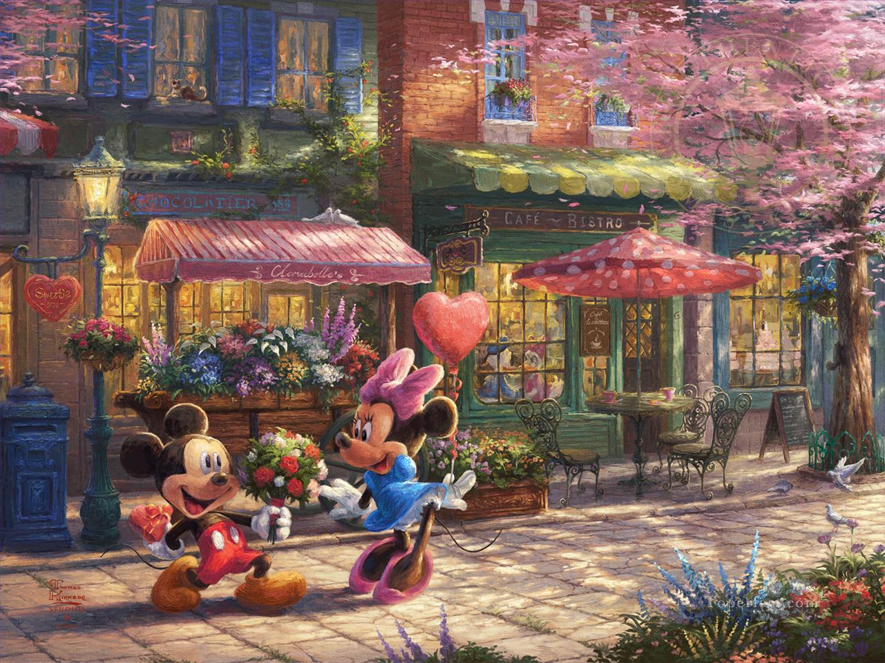 Mickey y Minnie Sweetheart Cafe TK Disney Pintura al óleo